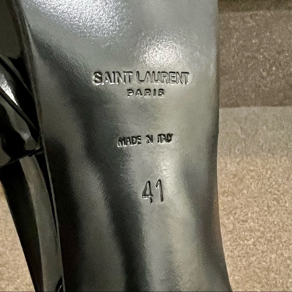 SAINT LAURENT Tribute Platform Sandals 105mm, Black Patent Leather,Sz 41EU(11US) - Picture 15 of 17